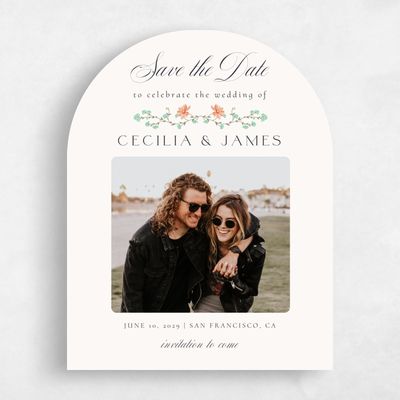 Beige Arch Wedding Save the Date - Papillon Photo