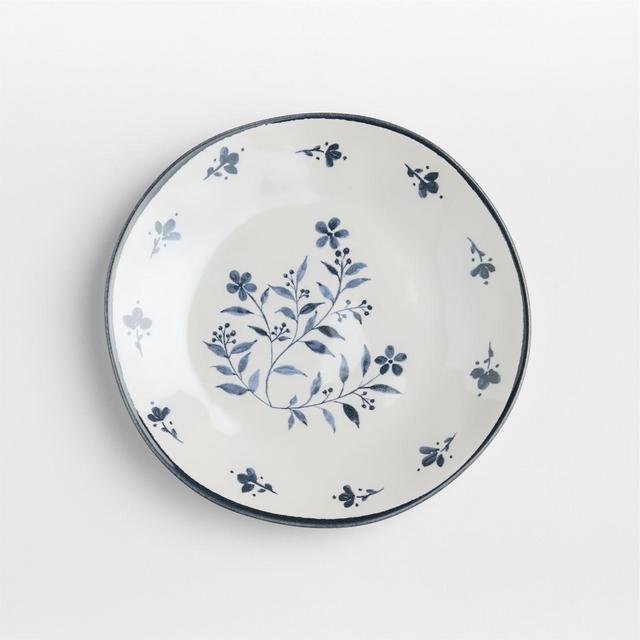 Marin Botanical White and Blue White Stoneware Salad Plate