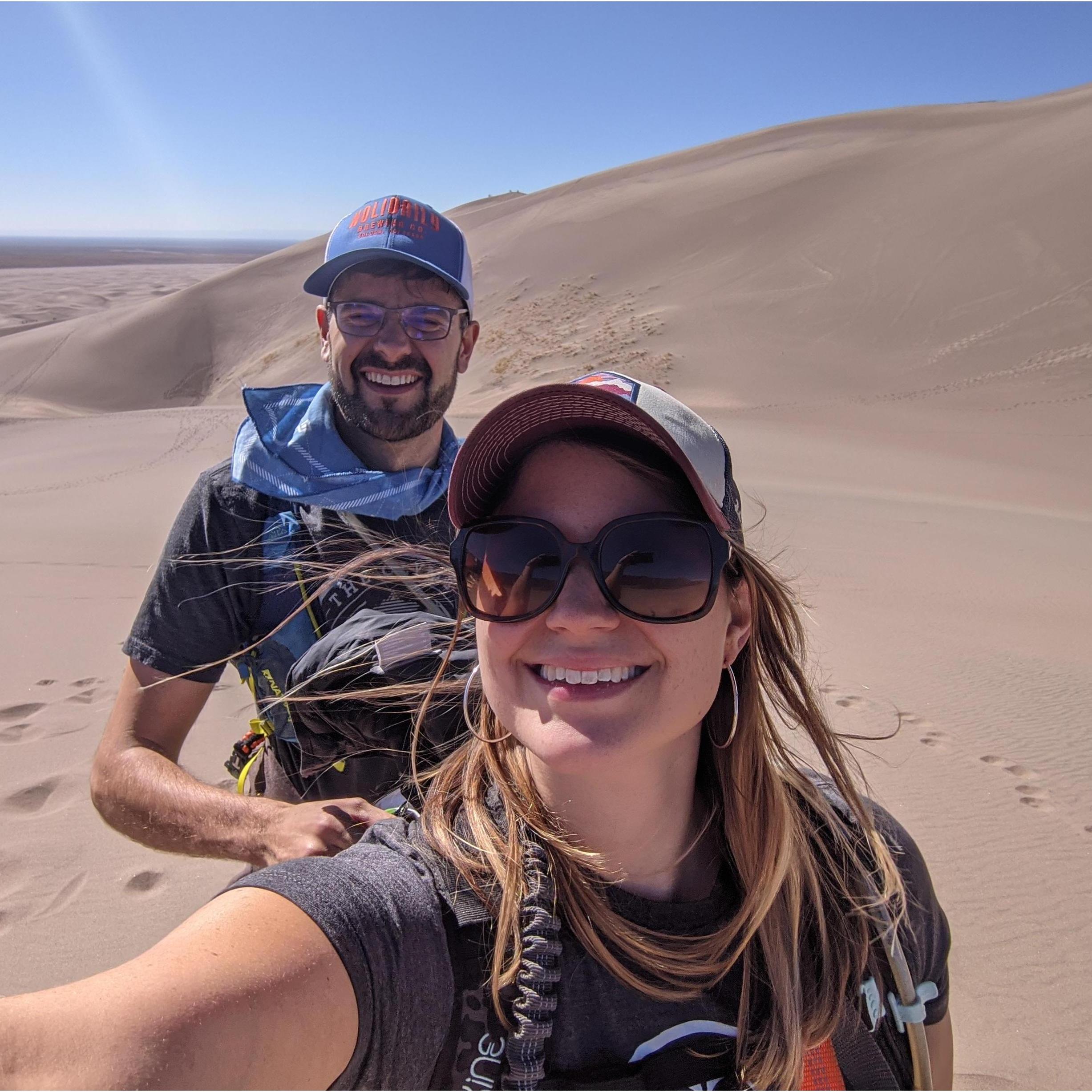 exploring the desert in Colorado 
National Sand Dunes Park 
2020
