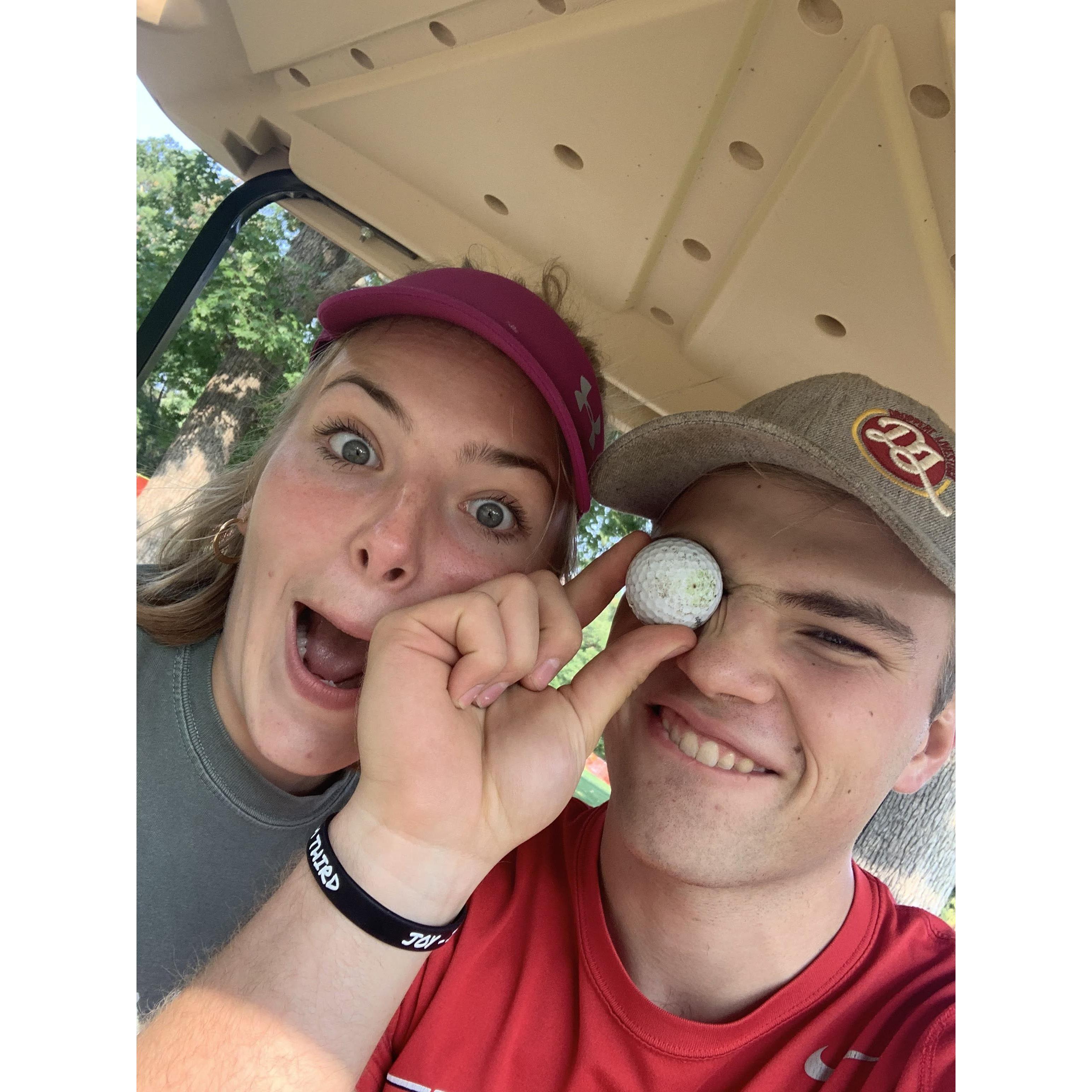 After dating for over a year, we finally went on a golfing date! Neither one of us did very well, but it was insanely fun to see each others' skills.