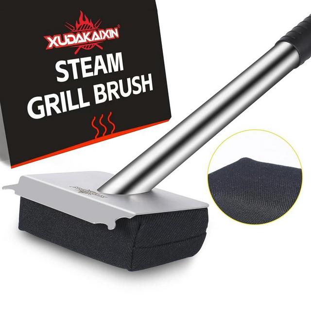 XUDAKAIXIN Grill Brush.Bristle-Free Safety Design,Upgraded Steam art Grill Brush for Water Activated.Replaceable Scraper Cleaning Head.grill cleaner for outdoor grill (Black)