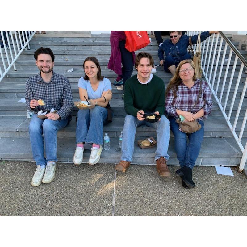 Owen and Helen at Fort Ligonier Days with his brother Graham and his mom Colleen.