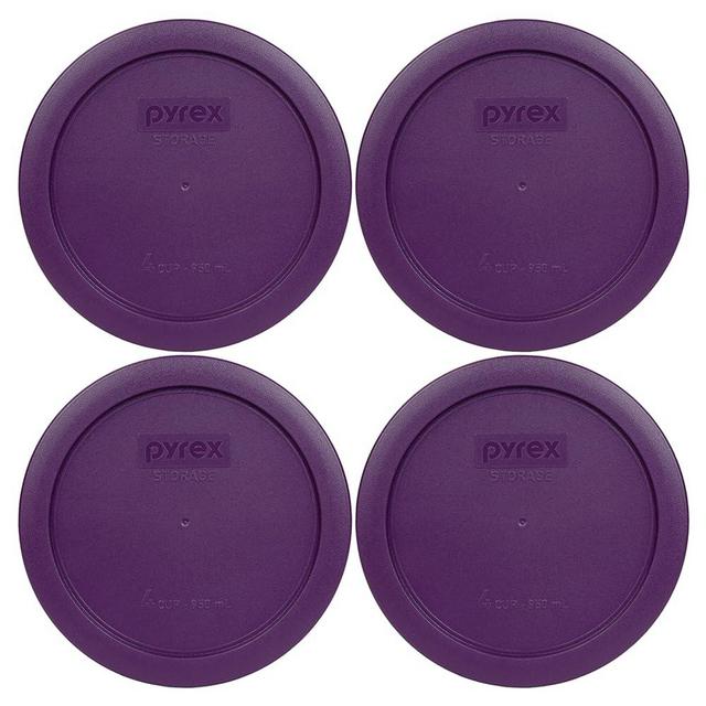 Pyrex 7201-PC Round 4 Cup Storage Lid for Glass Bowls (4, Purple)