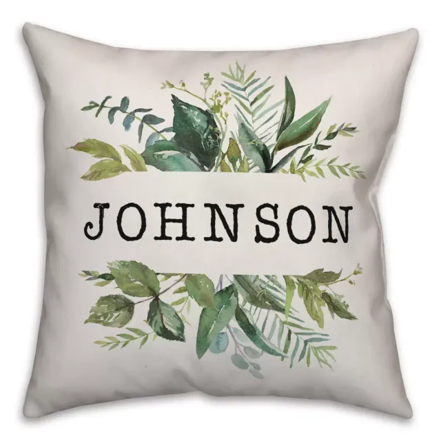Designs Direct Watercolor Wreath Square Throw Pillow in Green