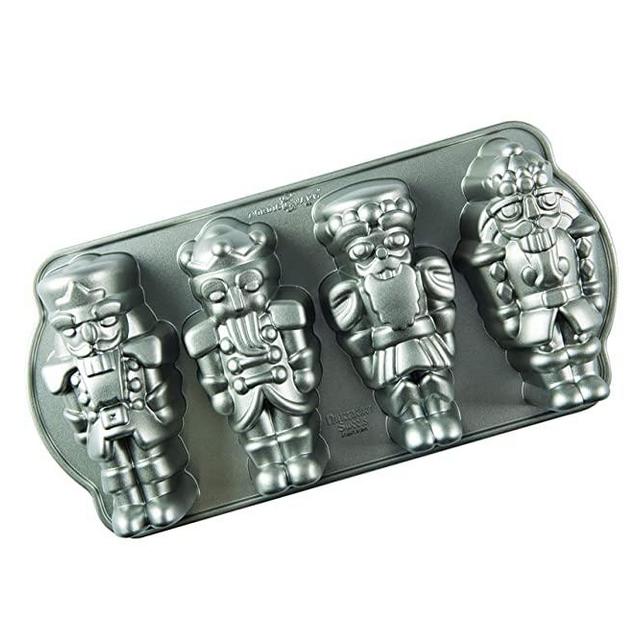 Nordic Ware Nutcracker Sweets Cast Cakelet Pan, 6 Cup Capacity, Silver