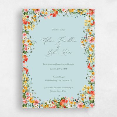 Iceberg, Blue Wedding Invitation - Pourpier Portrait