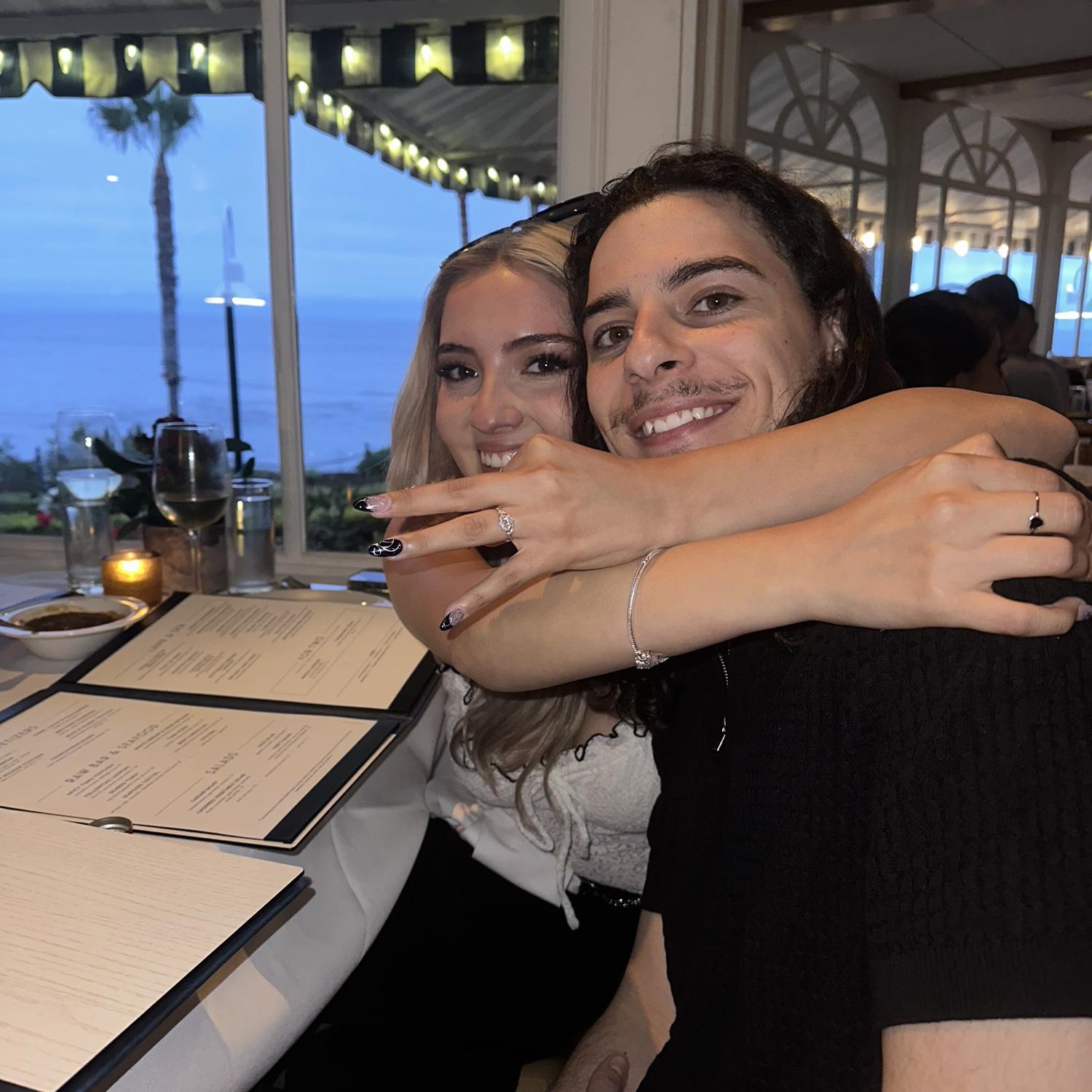 Our engagement dinner in Laguna Beach with an ocean view!