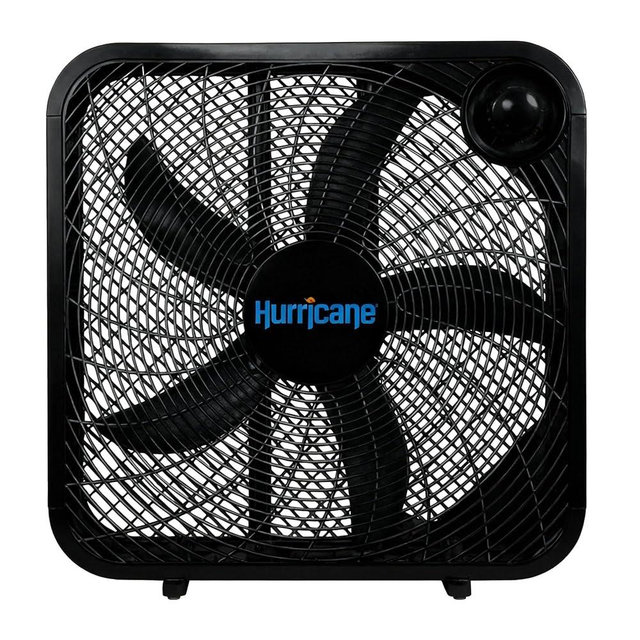Hurricane Classic Floor Mount Box Fan w/ 3 Quiet Speeds, Black, 20" - Corded Portable Electric Air Cooling Unit w/ Powerful 2400 CFM Airflow for Home, Garage, Office, Bedroom & Basement