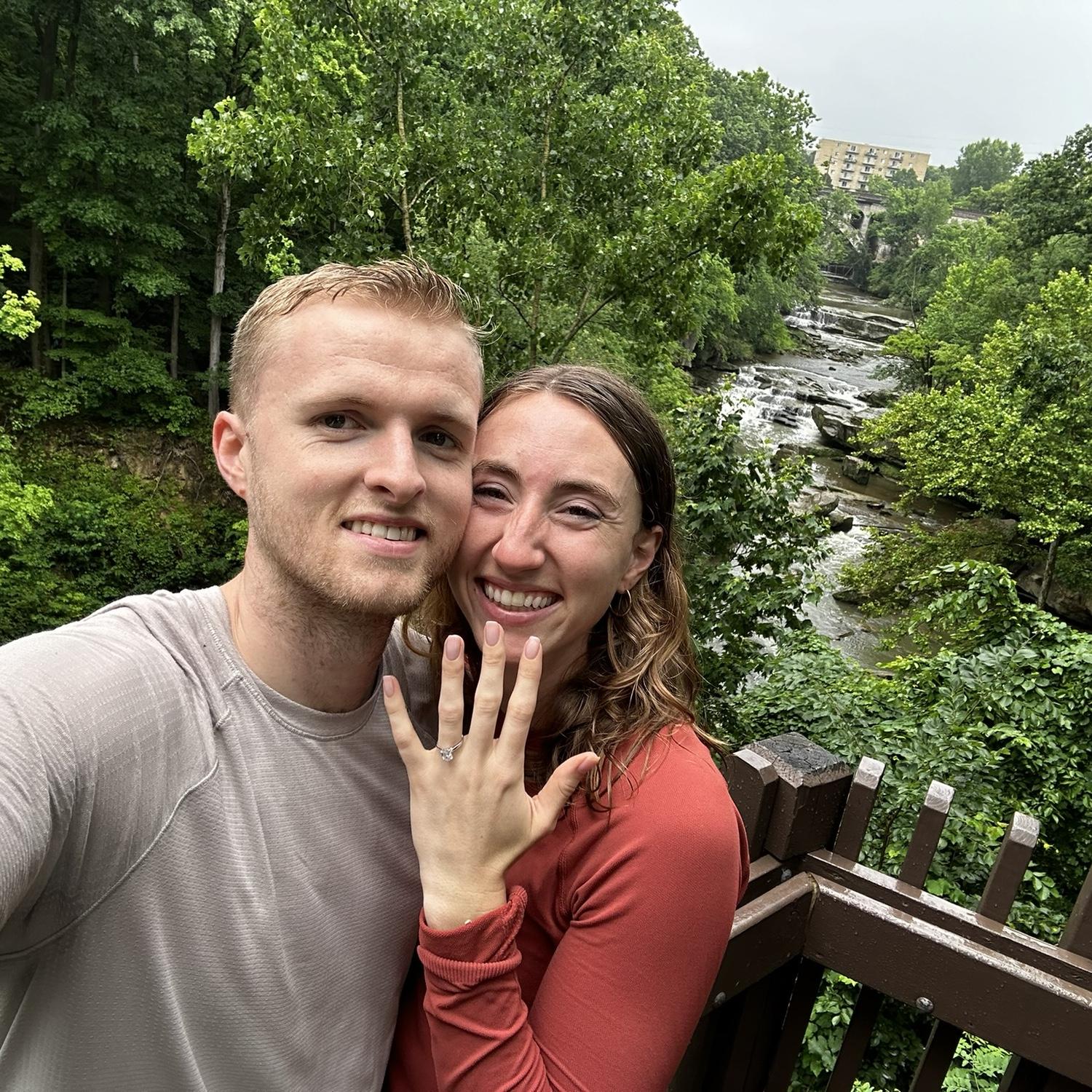 We got engaged on a bike ride in the pouring rain. It was perfectly romantic and fun. From this spot, we biked giddy the whole way home. See the next photo for the other half of the story!