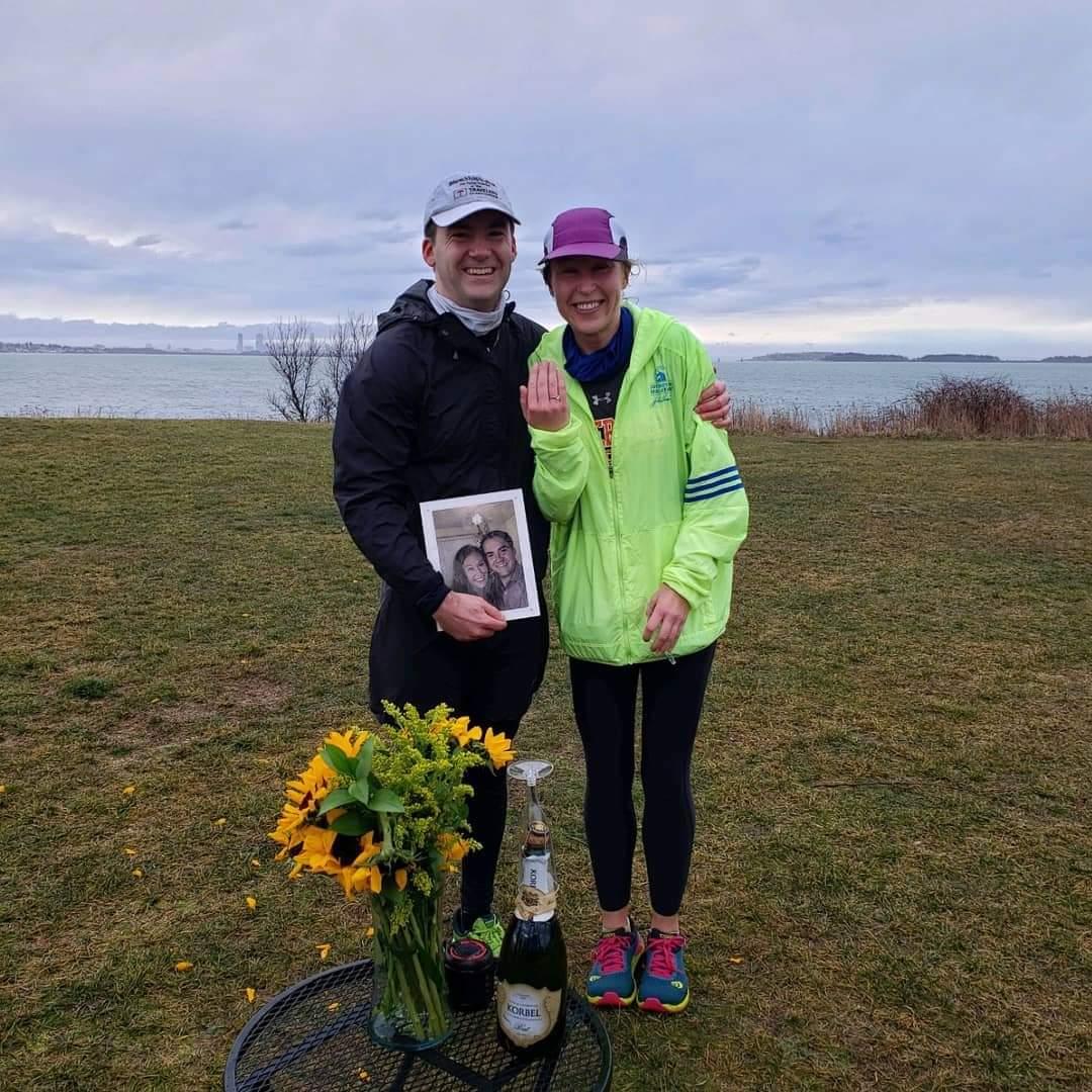Getting engaged 7.11 miles into a long run on a cold, blustery day in January.