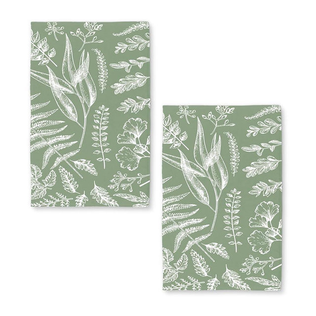 Sage Green Leaves Kitchen Towels Set of 2 Dish Towels Kitchen Hand Towels Absorbent Dish Towels Quick Dry Microfiber Cloth Dish Towels for Kitchen Drying Towel 18" x 26",Summer Plant Eucalyptus