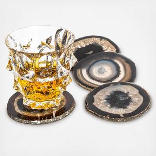 Black Agate Coaster, Set of 4