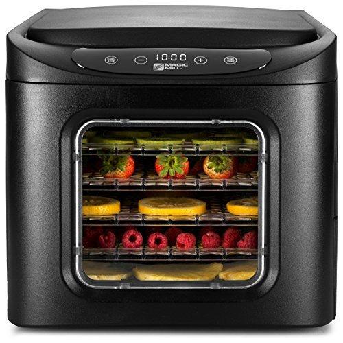 Magic Mill Food Dehydrator Machine - Digital Adjustable Timer and Temperature Control | Dryer for Jerky, Herb, Meat, Beef, Fruit and To Dry Vegetables | Over Heat Protection | 6 Plastic Trays
