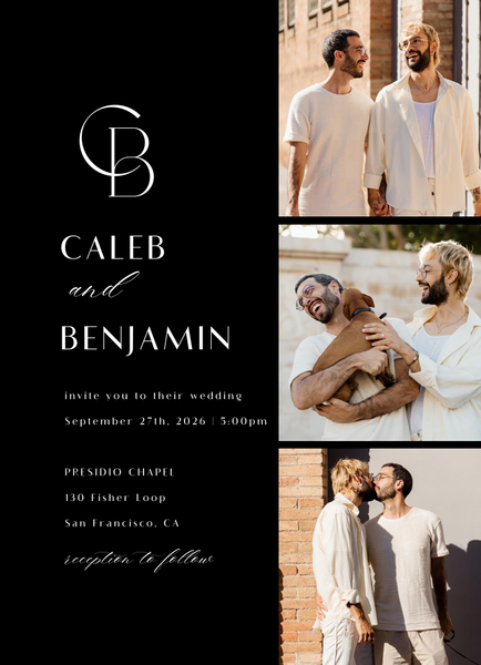 Kenai Multiphoto | Black | Zola Wedding Invitations