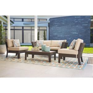 Tyler 4-Piece Steel Wicker Conversation Set With Beige Cushions