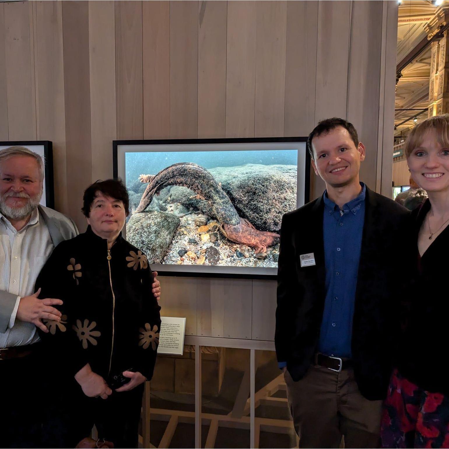 With Anton's parents in front of his hellbender photo at the opening of Wildlife Photographer of the Year