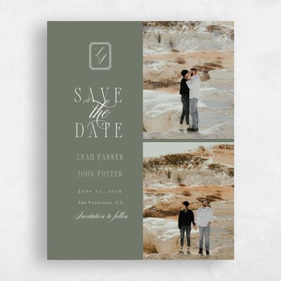 Dark Sage, Green Wedding Save the Date - Dermot Multiphoto