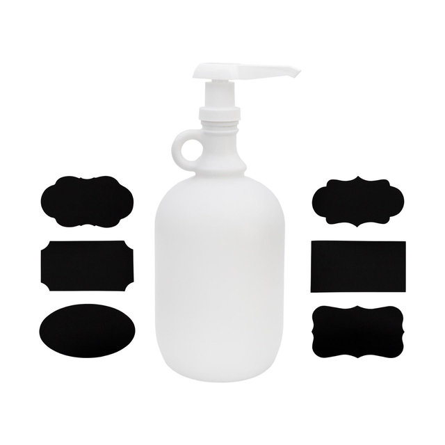 Darware White Half Gallon Glass Pump Dispenser Bottle, 64oz Jug w/ Pump for Sauces, Syrups, Soaps and More
