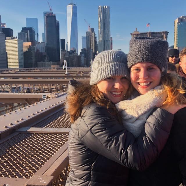 walking over the Brooklyn Bridge November 2019