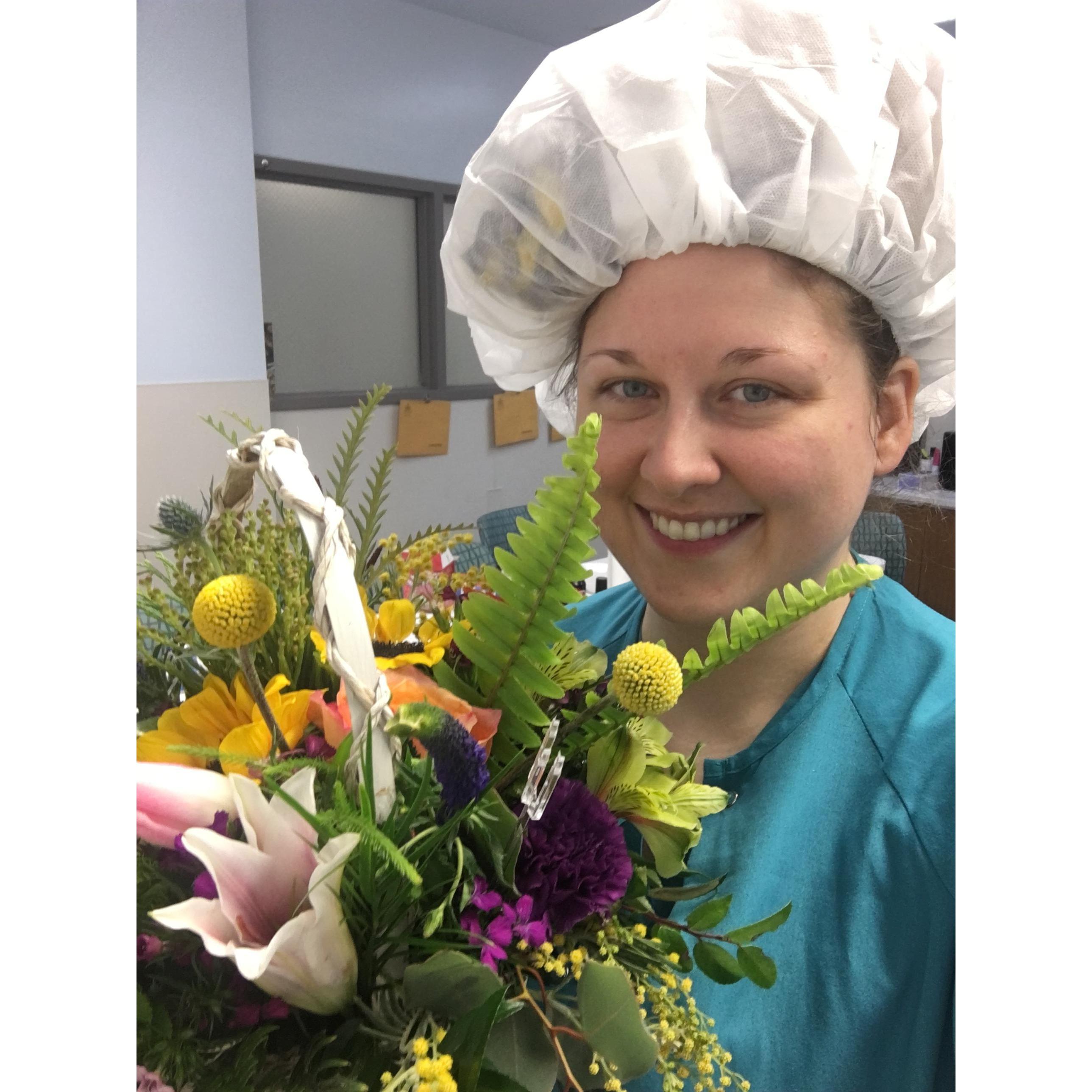 Flowers delivered at work, Spring 2019
