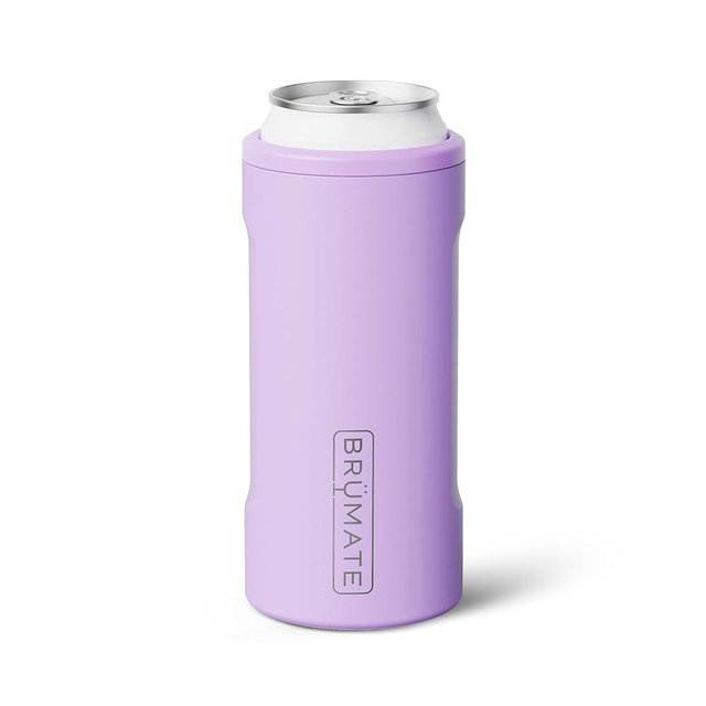 BrüMate Hopsulator Slim Can Cooler Insulated for 12oz Slim Cans | Skinny Can Insulated Stainless Steel Drink Holder for Hard Seltzer, Beer, Soda, and Energy Drinks (Lavender)