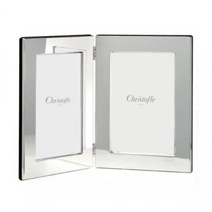 Christofle Silver Plated 3,9x5,9" Double Picture Frame