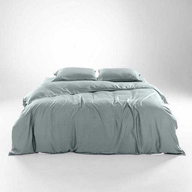 Olive + Crate Luxury 100% Lyocell Eucalyptus Duvet Cover Set King Size, Tencel 3PC Vegan Bedding Set, Super Soft Blue Cooling Duvet Cover for Hot Sleepers & 2 Pillowcases, Eucalyptus