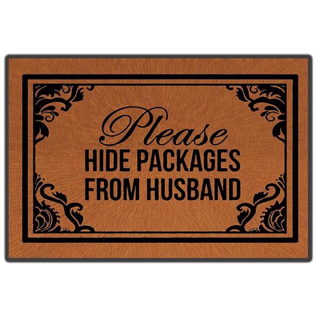 Awater Funny Door Mat Entrance Floor Mat Decorative Mat Non-Woven Fabric Machine Washable 23.6"x15.7" - Please Hide Packages from Husband