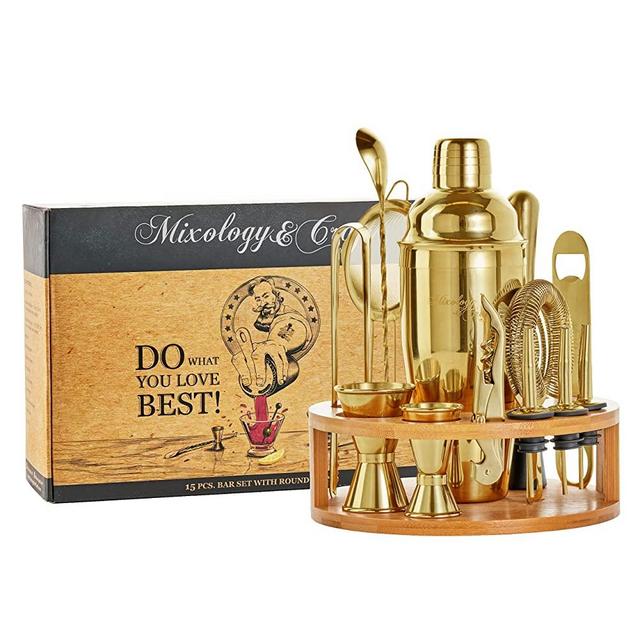 Mixology & Craft Bartender Kit - 15 Piece Set Including Cocktail Shaker and Bar Accessories, Perfect for Drink Mixing at Home, Plus Exclusive Recipe Cards