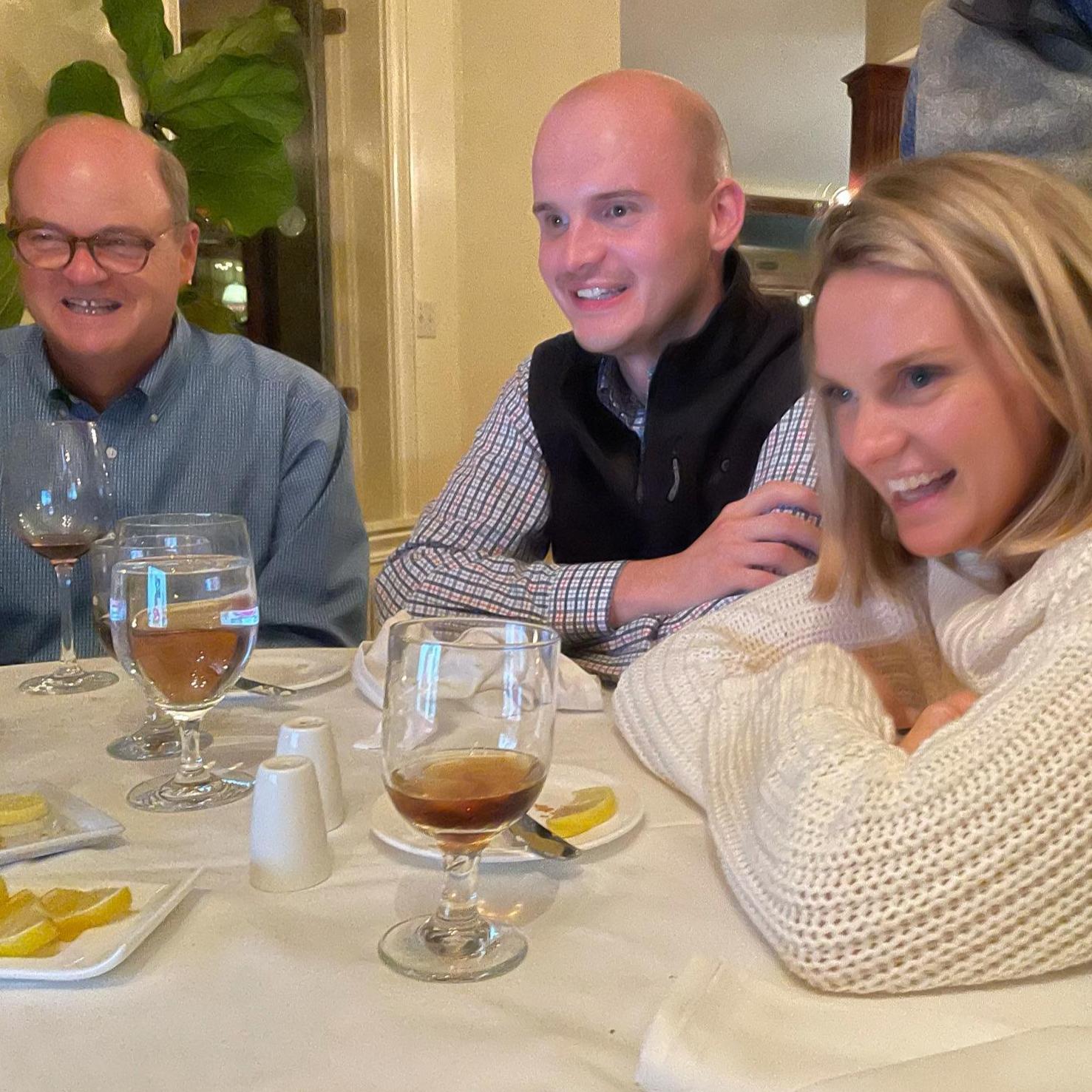watching the video messages from our friends after dinner! we were so surprised and grateful, literally emily's cheeks cramped from smiling so much