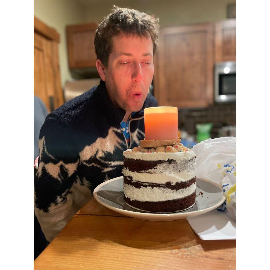 Celebrated Doug's bday with candles bought specially for the occasion
