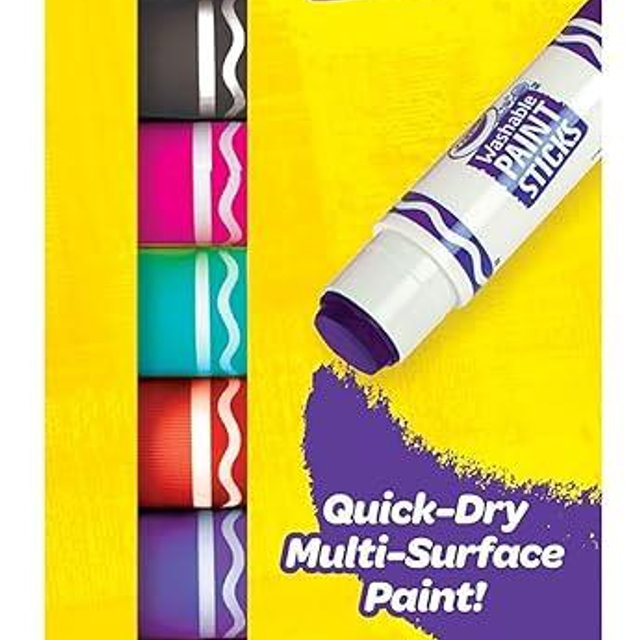 Crayola Quick Dry Paint Sticks (12ct), Washable Paint Set for Kids, Arts & Crafts Supplies, Multi-Surface, Assorted Colors, Kids Gifts