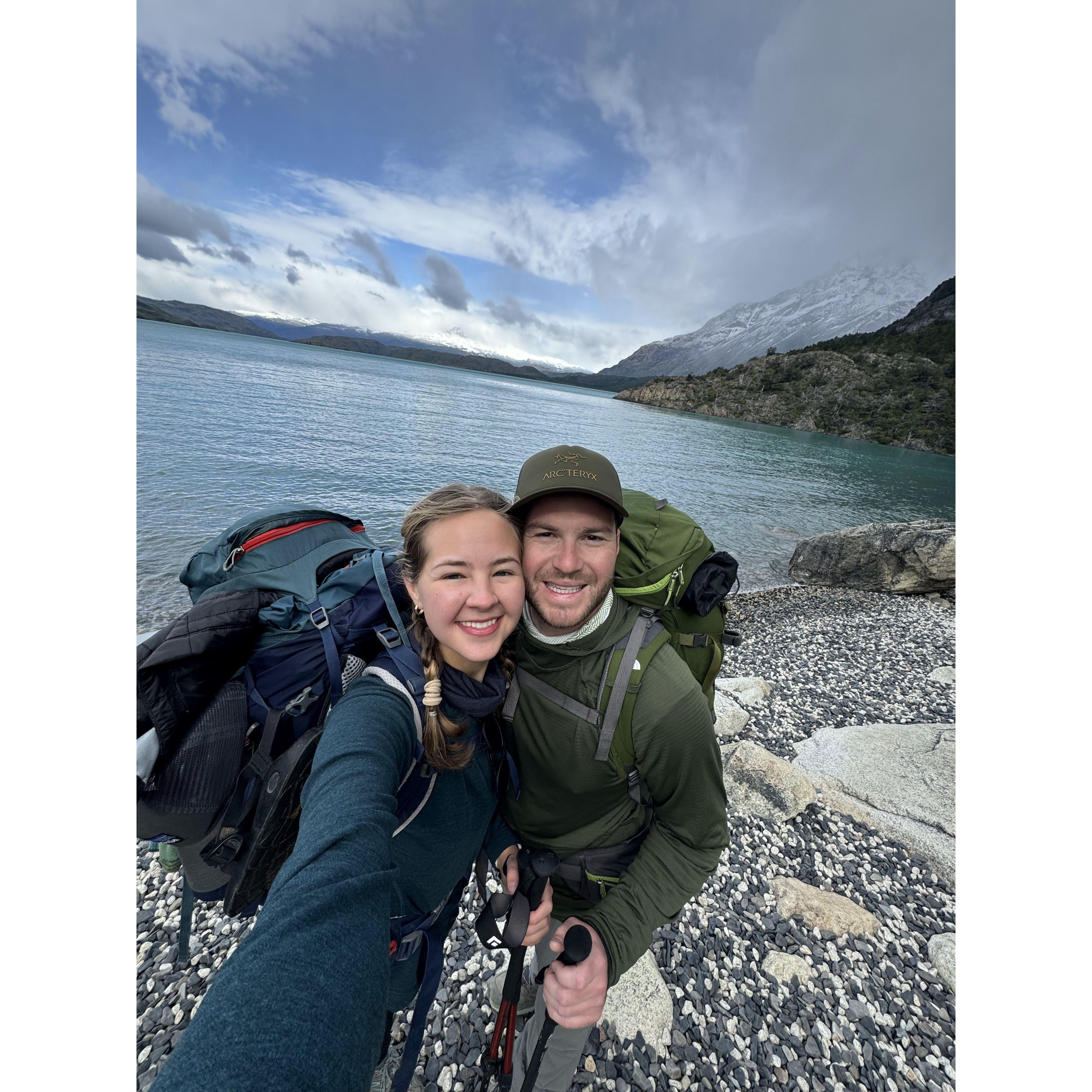 On a hike in Patagonia.