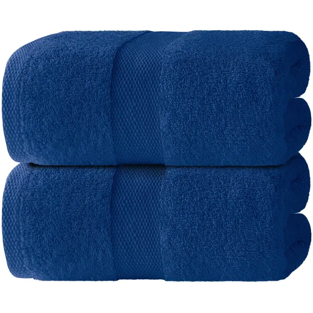 Wealuxe Luxury Soft Bath Sheet Towels - Cotton Luxury Bath Towels Extra Large - 2 Pack Absorbent Hotel Quality Bath Towels Oversized - 35x70" Navy