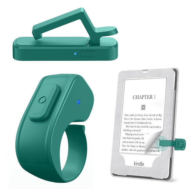 Page Turner Ring for Kindle,Remote Control for iPhone iPad Android Tablets E-Readers,Clicker Page Turner for Kindle Accessories for Camera Video Record&Shutter Selfie (Jade)