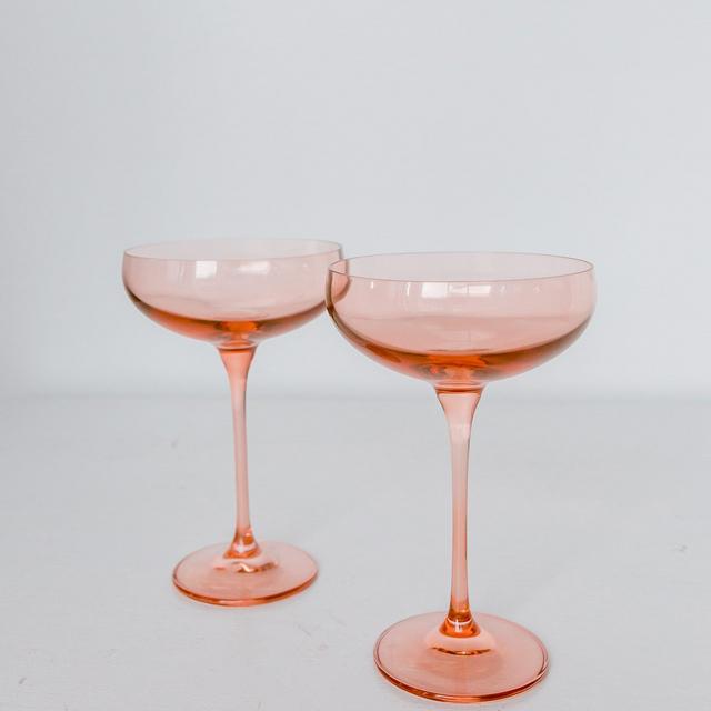 Estelle Colored Champagne Coupe Stemware - Set of 2 {Blush Pink}