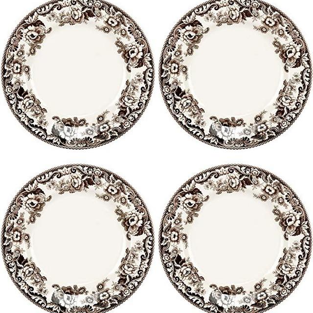 Spode Delamere Dinner Plate, Set of 4, 10.5” | Perfect for Thanksgiving and Other Special Occasions | Made in England from Fine Earthenware | Microwave and Dishwasher Safe