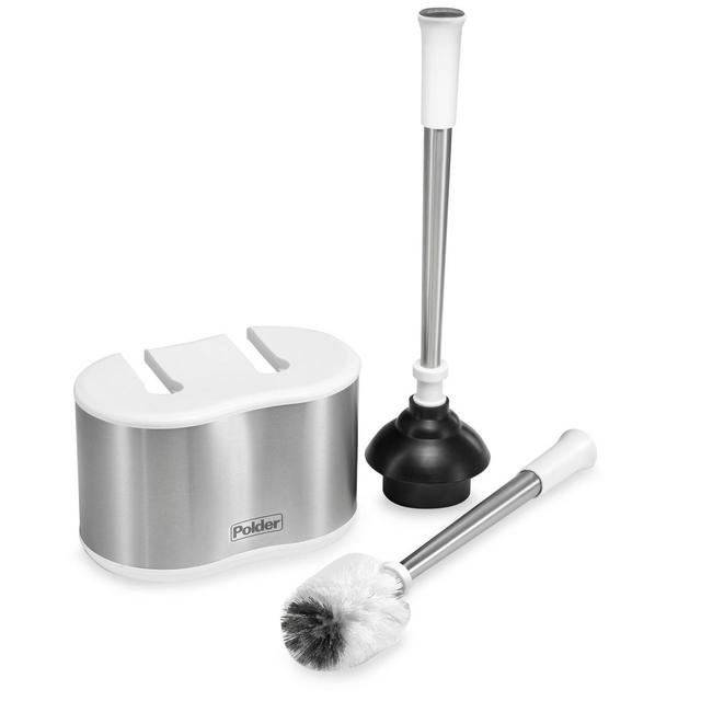 Polder® Toilet Brush and Plunger Caddy Set