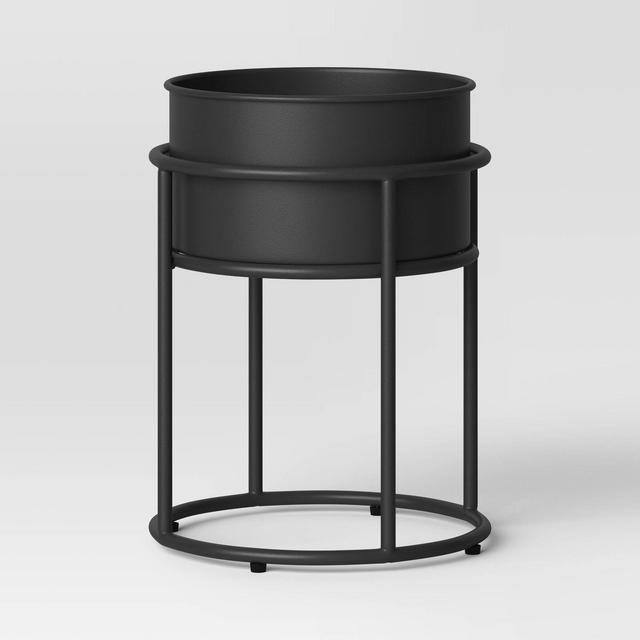 16" Iron Outdoor Planter with Stand Black - Threshold™