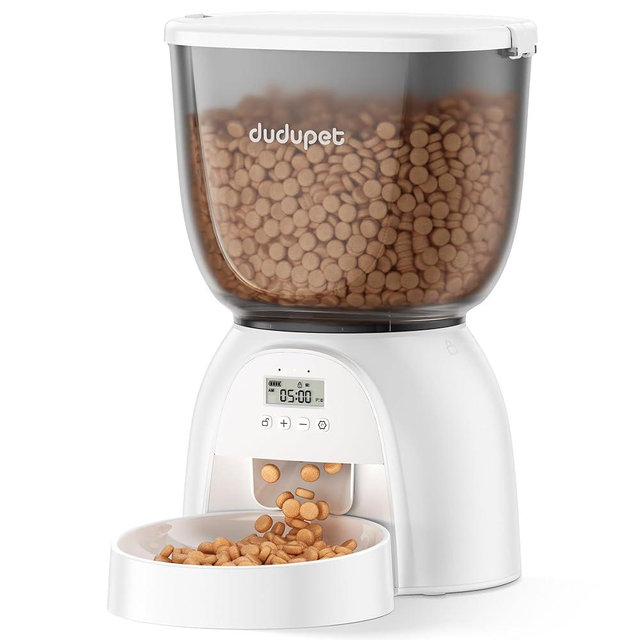 5L/21 Cup Automatic Cat Feeder, Timed Cat Dry Food Dispenser, Automatic Pet Feeders Dual Power Supply, 6 Meal Programmable 1-20 Portion Cats Feeder, Auto Dog Feeders,Pet Food Dispenser for Cats, Puppy