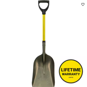 27 in. Classic Fiberglass Eastern Scoop Shovel with Heavy-Duty Steel Blade and D-Grip Handle
