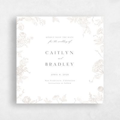 Canvas Tan, White Wedding Save the Date - Daphnel Square