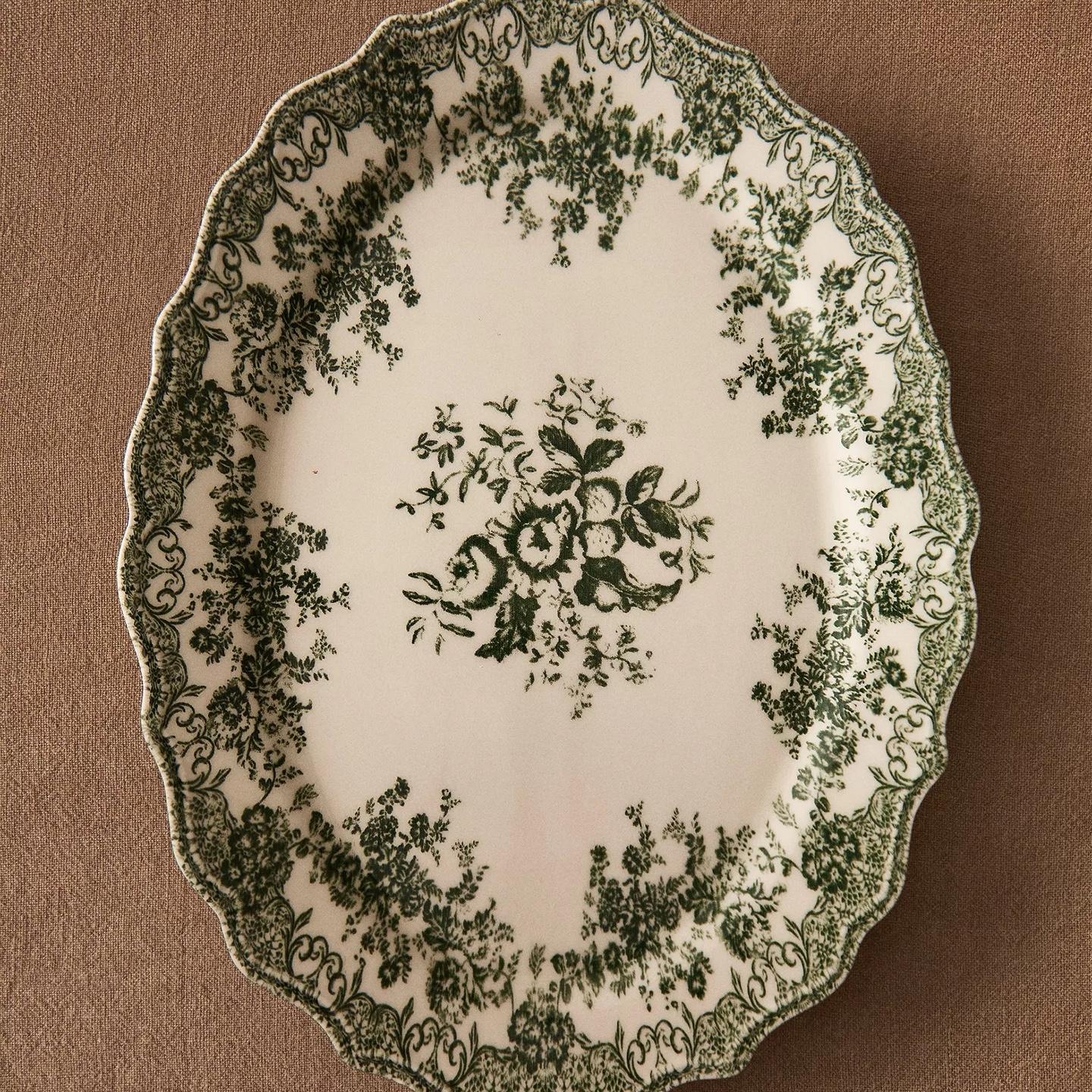 FLORAL EARTHENWARE SERVING DISH