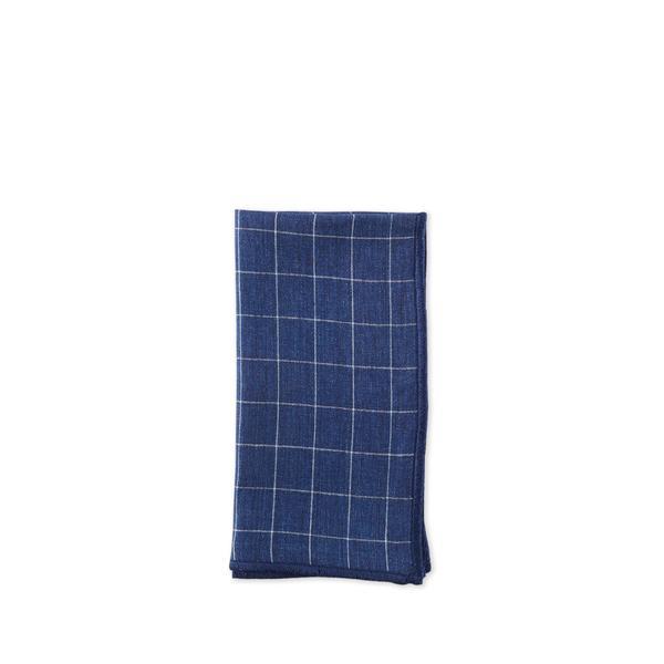 Linen Windowpane Check Napkin in Blue Set of 8
