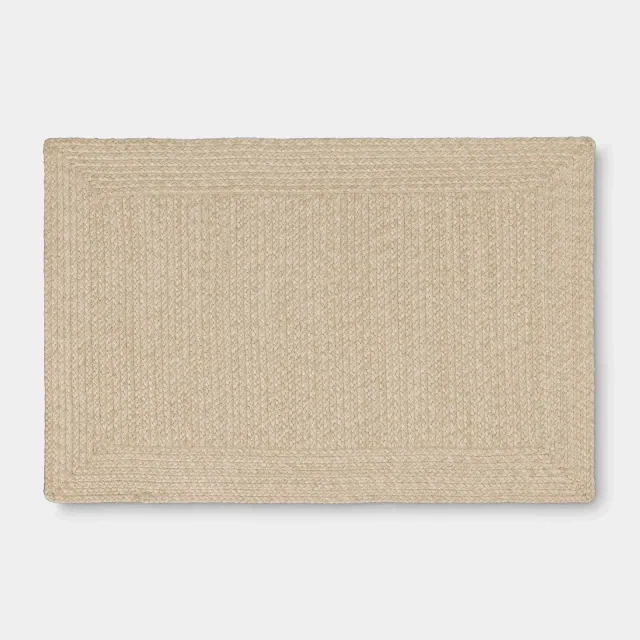 2'x3' Natural Woven Rectangular Braided Indoor Accent Rug Heathered Cream - Threshold™