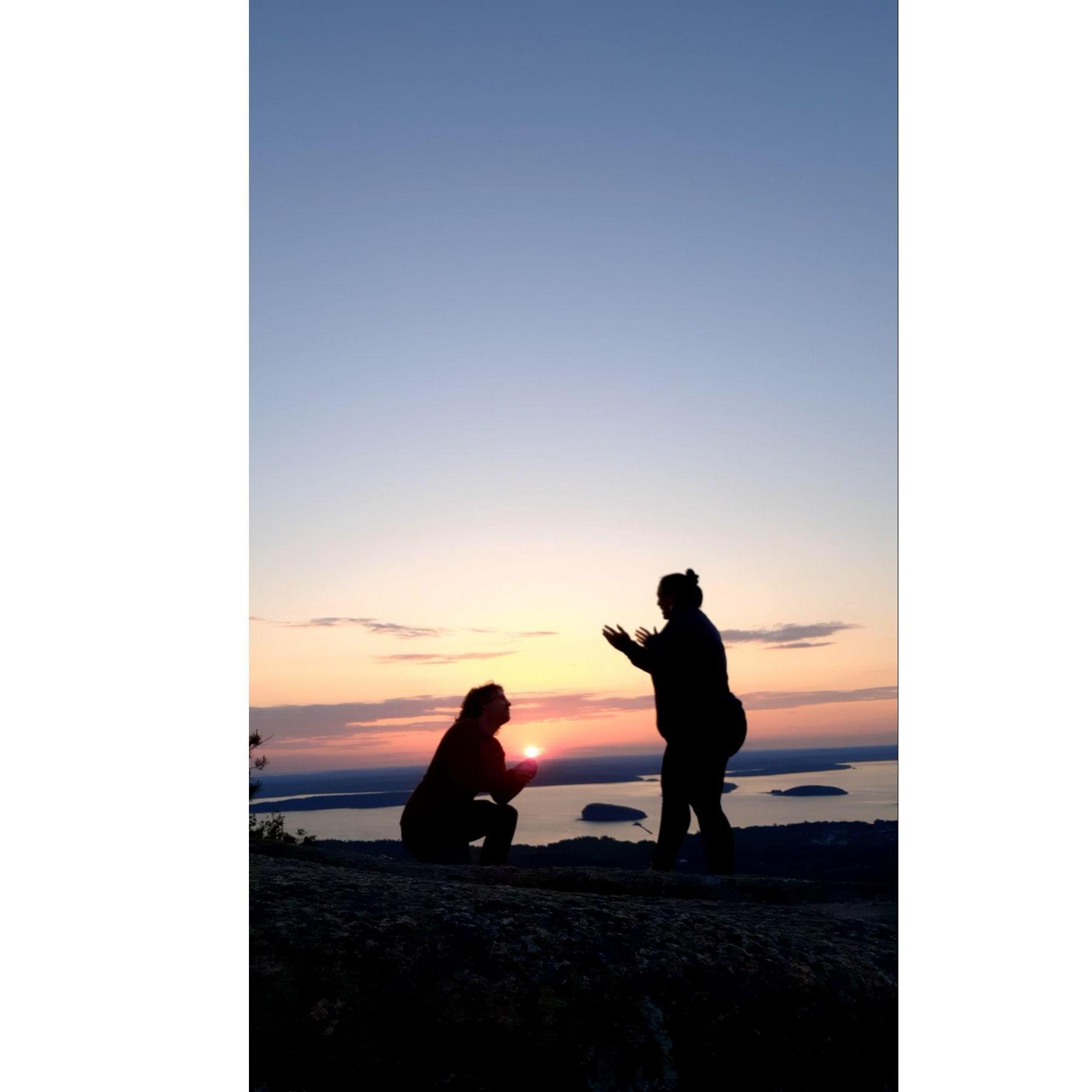 The spot she picked ended up being perfect. There was no one around, just us, as the sun came up. I asked her to come take a picture with me - I completely surprised her when I got on one knee!