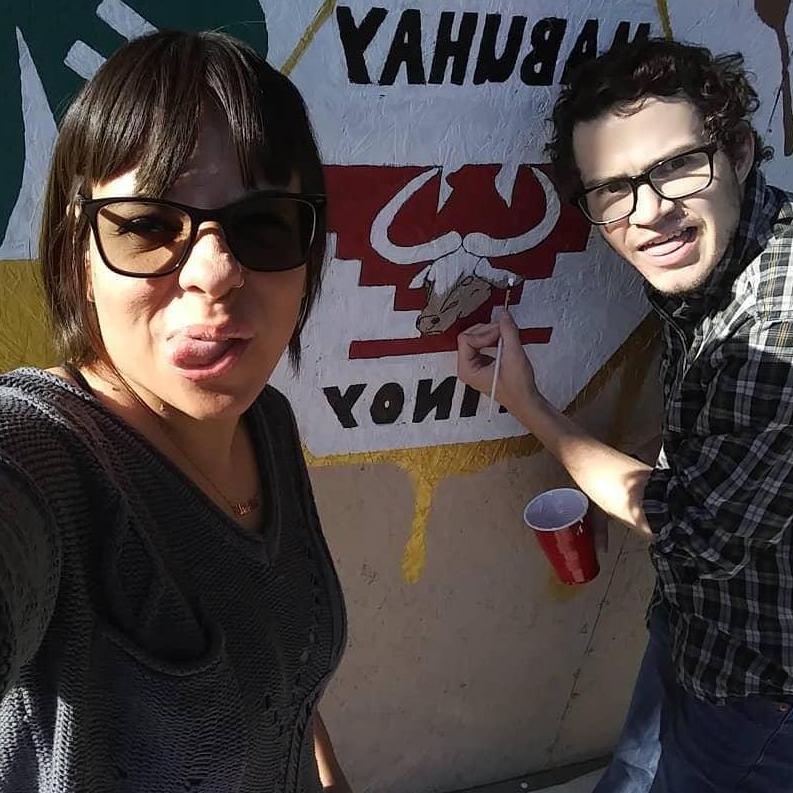 During the Food Front mural project. Our first mural together!