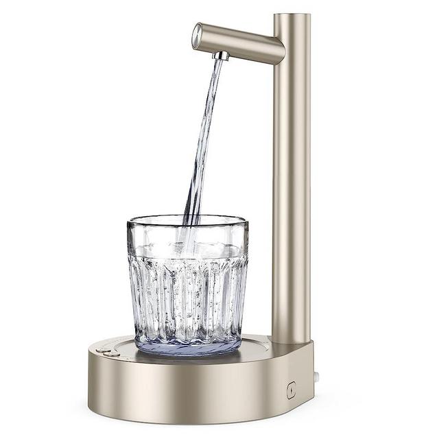 Water Dispenser - Desktop Water Dispenser for 5 Gallon Bottle, Smart Table Water Pump with 7 Level Quantitative Portable Detachable Type-C Charging, Application Home, Office, Camping, Travel (Gold)