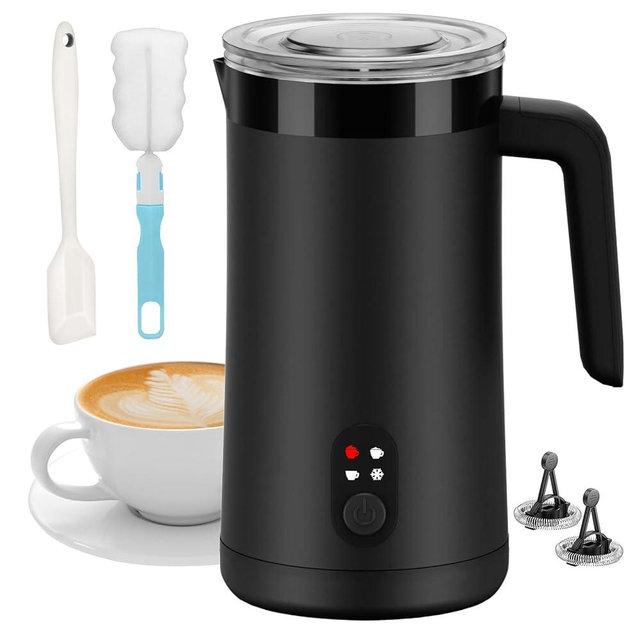 Ovetedot Milk Frother, 4-in-1 Milk Frother and Steamer, 13.5oz/400ml Automatic Hot and Cold Foam Maker and Milk Warmer, Electric Frother for Coffee, Latte, Cappuccino, Macchiato, Matcha(Black)