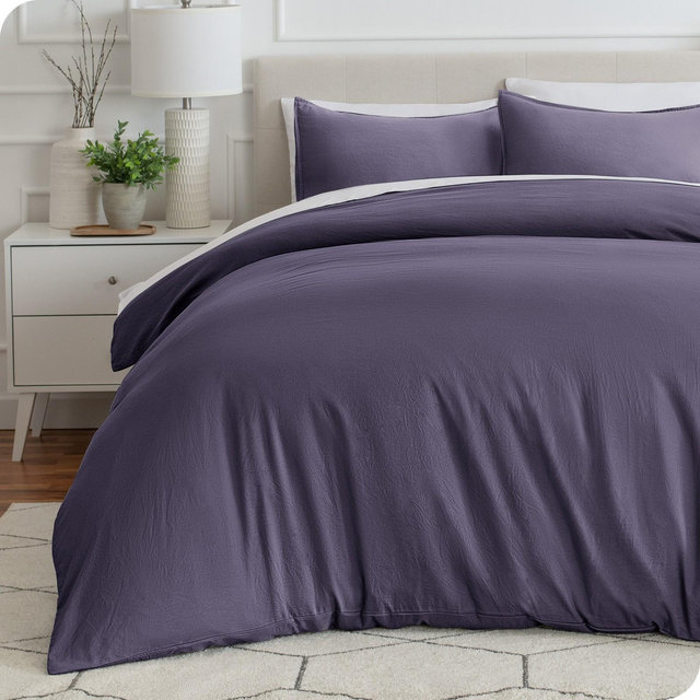 Sandwashed Dusty Purple Queen Duvet Cover and Sham Set by Bare Home